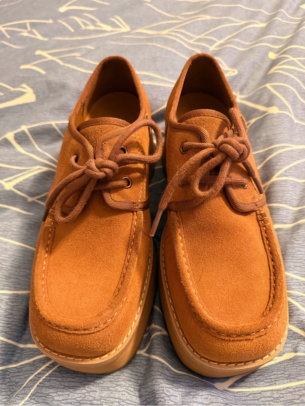 Ugg CityFunc Platform Shoes Chestnut Suede Water Resist Women's  Lace-Up